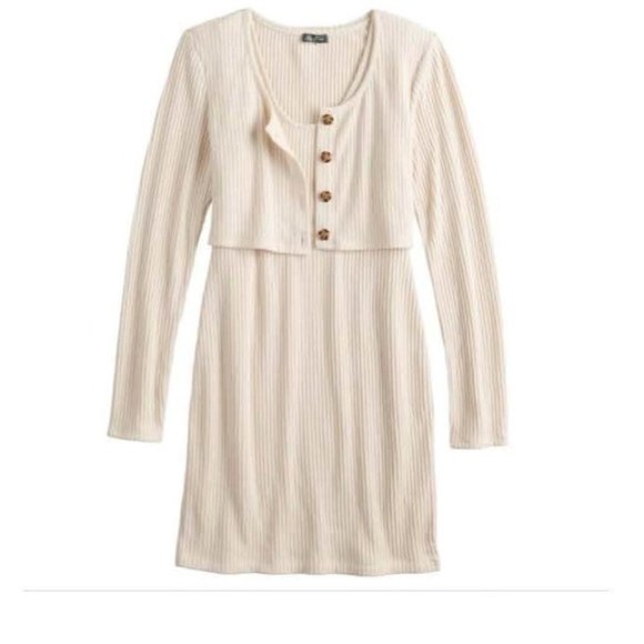 Junior's Lily Rose Ribbed Tank Bodycon Dress & Cardigan Set - Small - Picture 2 of 2